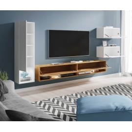 Wohnwand Moderne | Minio Wohnwand | Weiß Wohnwand Möbel eiche Wotan |