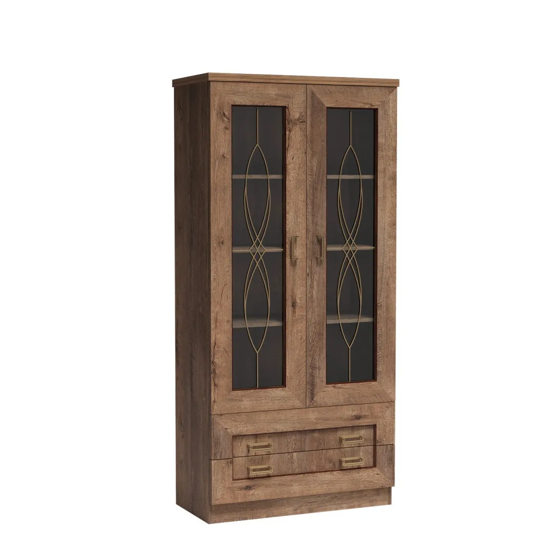 Wohnzimmer-Vitrine KLASI 90 cm in Eiche Lefkas