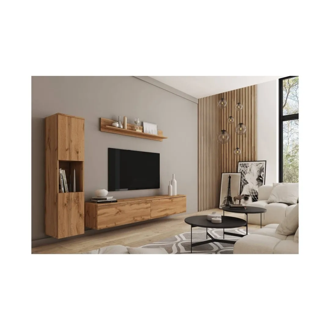 Wohnwand "PARMA" in Eiche Wotan