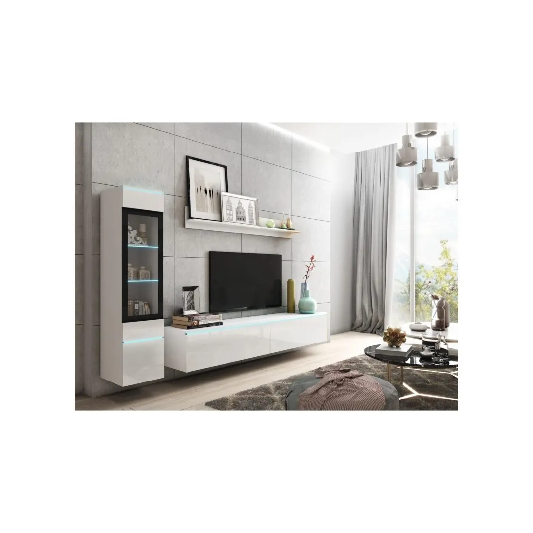 Moderne weiße Wohnwand - Veve I für das Wohnzimmer
