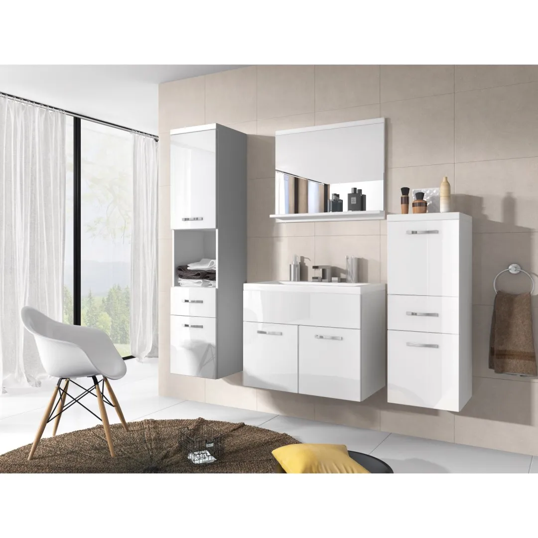 Weiße Hochglanz-Badezimmermöbel - ALBA