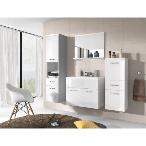 Weiße Hochglanz-Badezimmermöbel - ALBA