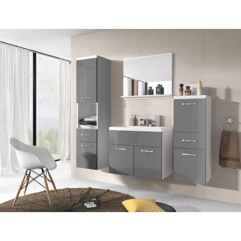 Badezimmermöbel, grau glänzend - ALBA