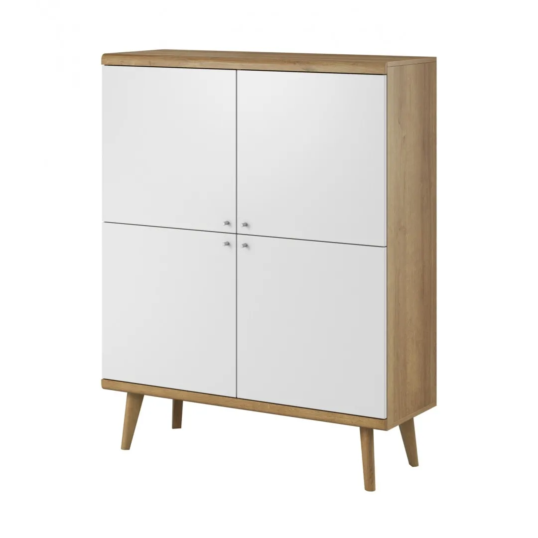 OSLO hohe Kommode 107 cm, Riviera-Eiche/Weiß