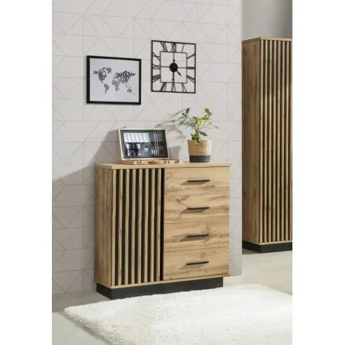 Kommode Lamia, Eiche Wotan/Mattschwarz