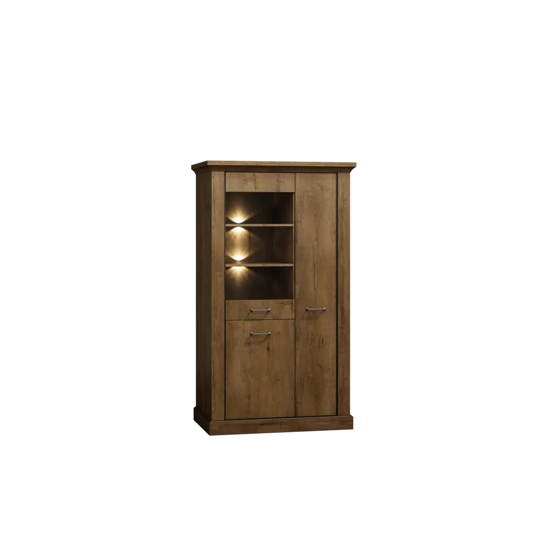 Hohe Vitrine für das Wohnzimmer NIKA 97 cm in heller Esche